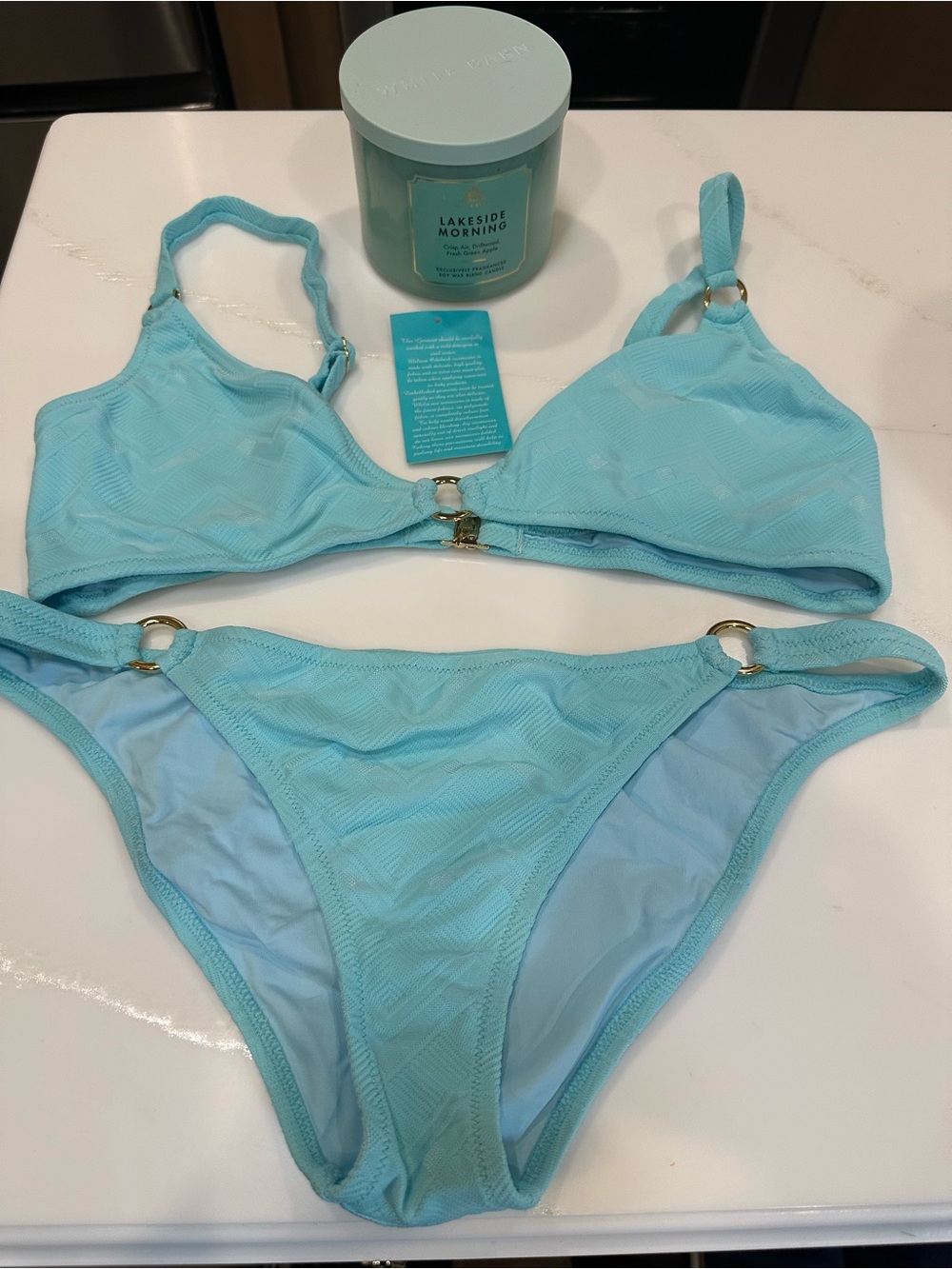 Melissa Odabash Light Blue Two-Piece Bikini with Gold Rings